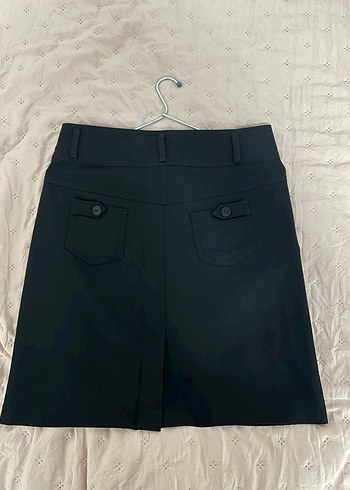 Düğmeli Siyah kot Mini Etek - Görsel 2