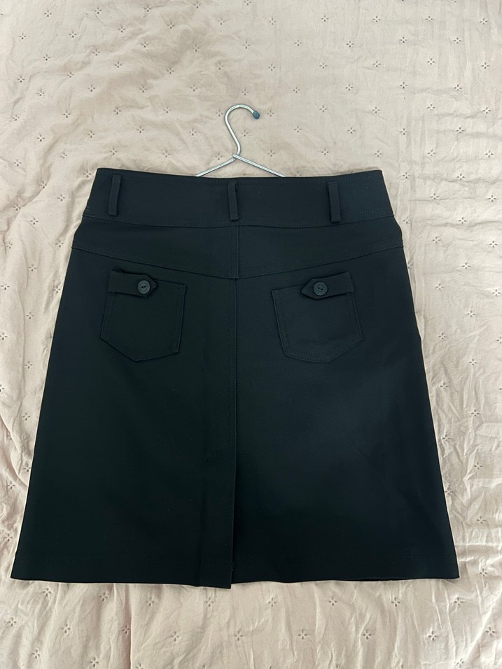 Düğmeli Siyah kot Mini Etek - Görsel 2