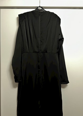 Siyah Drapeli Uzun Kadın Elbise - Görsel 2