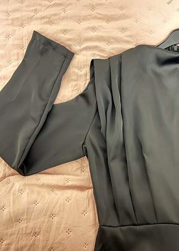 Siyah Drapeli Uzun Kadın Elbise - Görsel 3