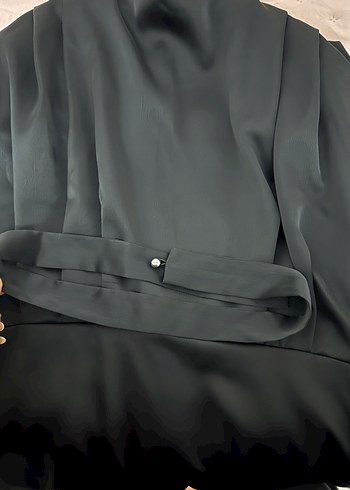 Siyah Drapeli Uzun Kadın Elbise - Görsel 5