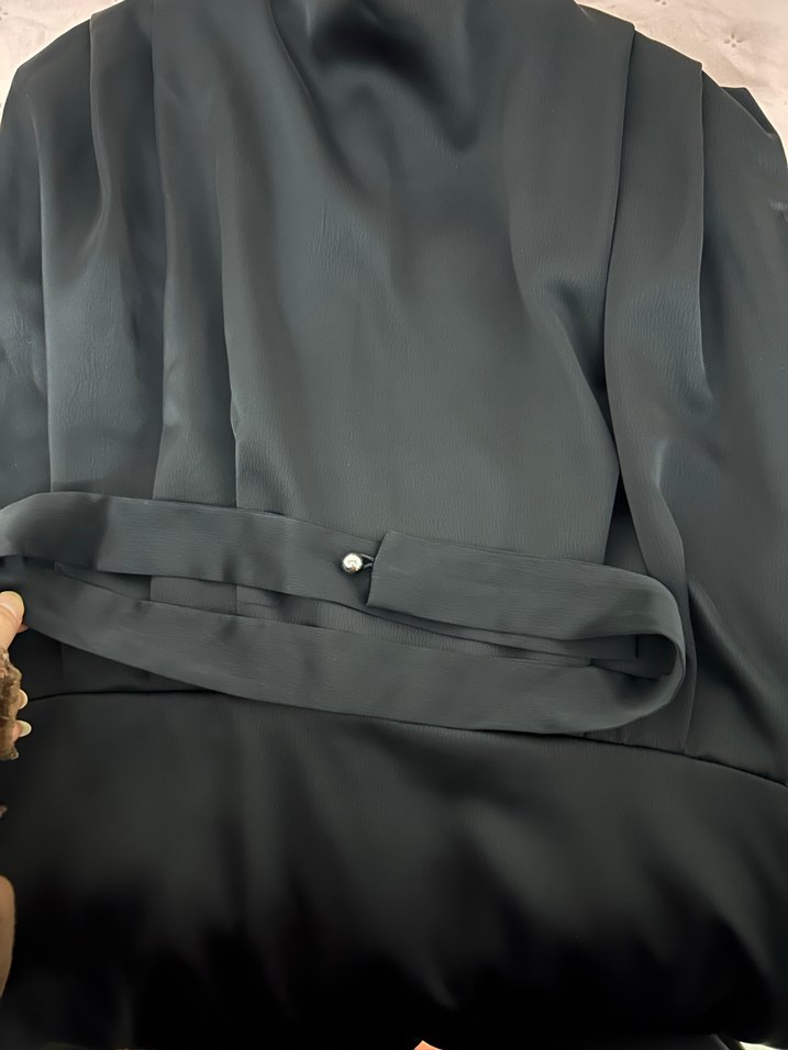 Siyah Drapeli Uzun Kadın Elbise - Görsel 5