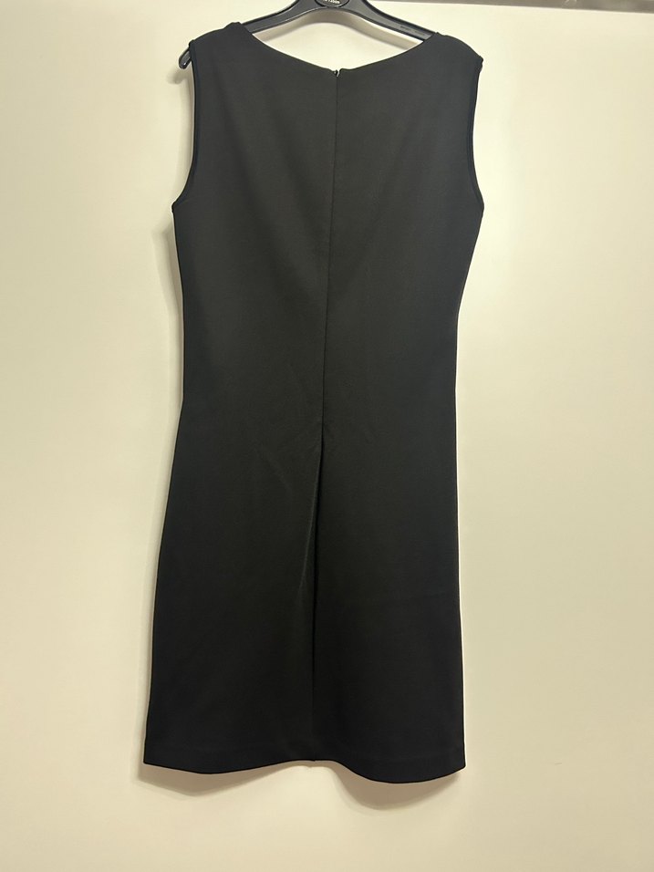 Siyah Parlak V Yaka Midi Elbise - Görsel 3