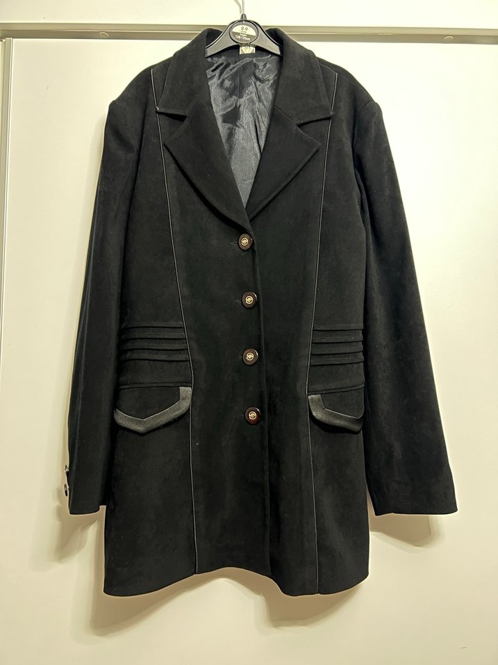 Uzun Siyah Süet Kadın Etekli Takım Elbise - Görsel 4