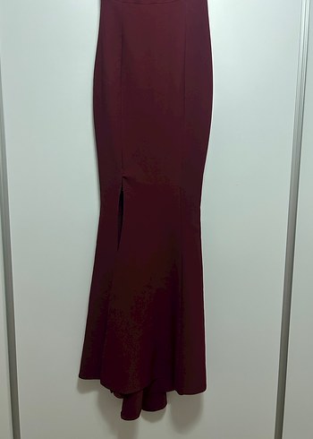 Bordo Dantelli Uzun Abiye Elbise - Görsel 5