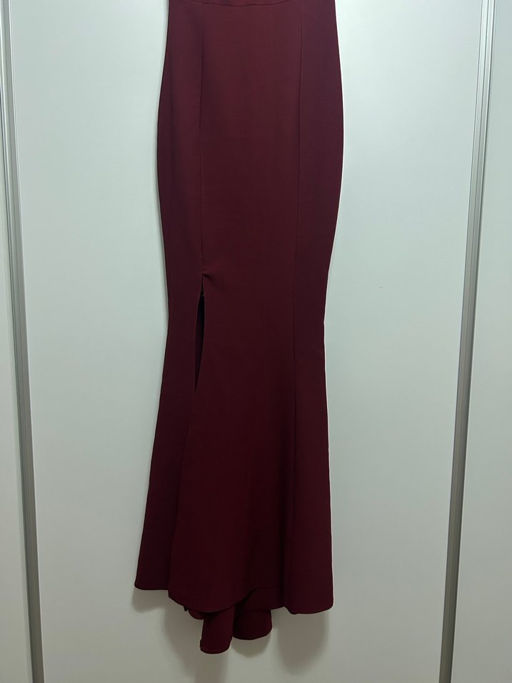 Bordo Dantelli Uzun Abiye Elbise - Görsel 5