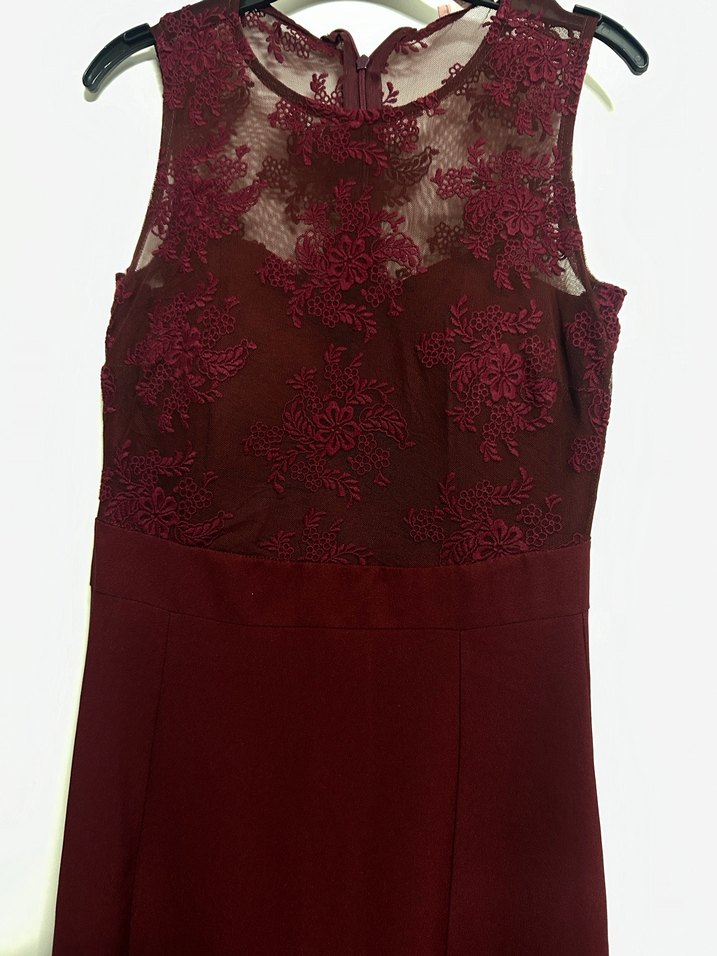 Bordo Dantelli Uzun Abiye Elbise - Görsel 2