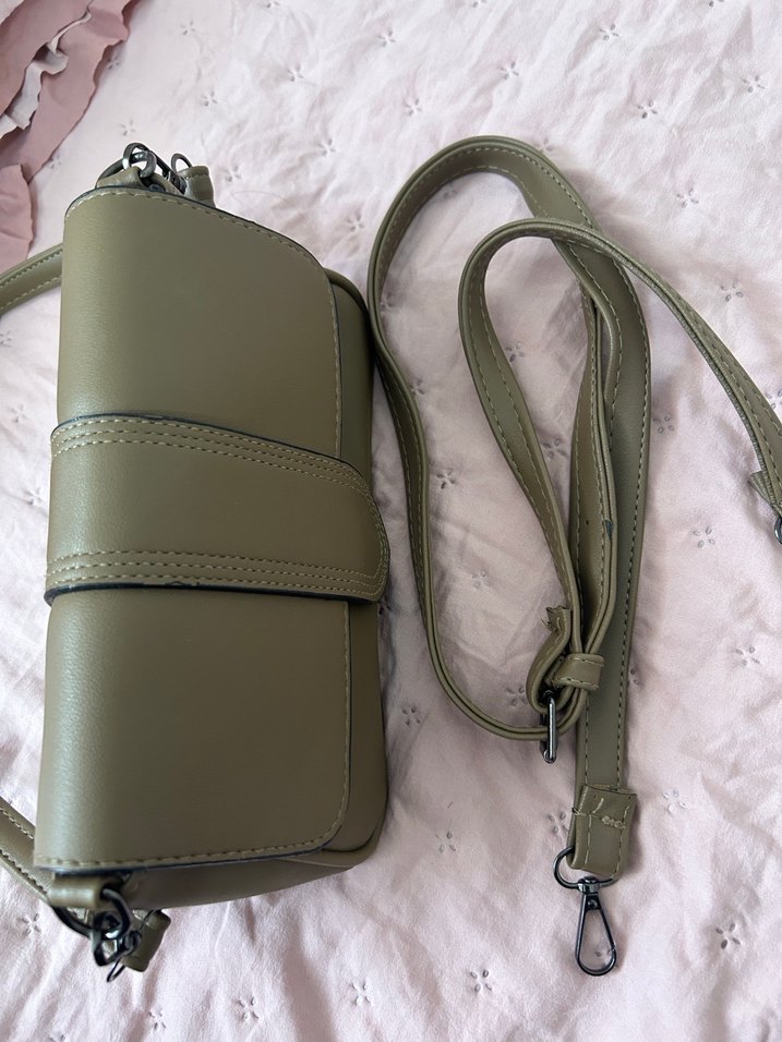 Haki Deri Kemer Detaylı Kadın Çanta - Görsel 3