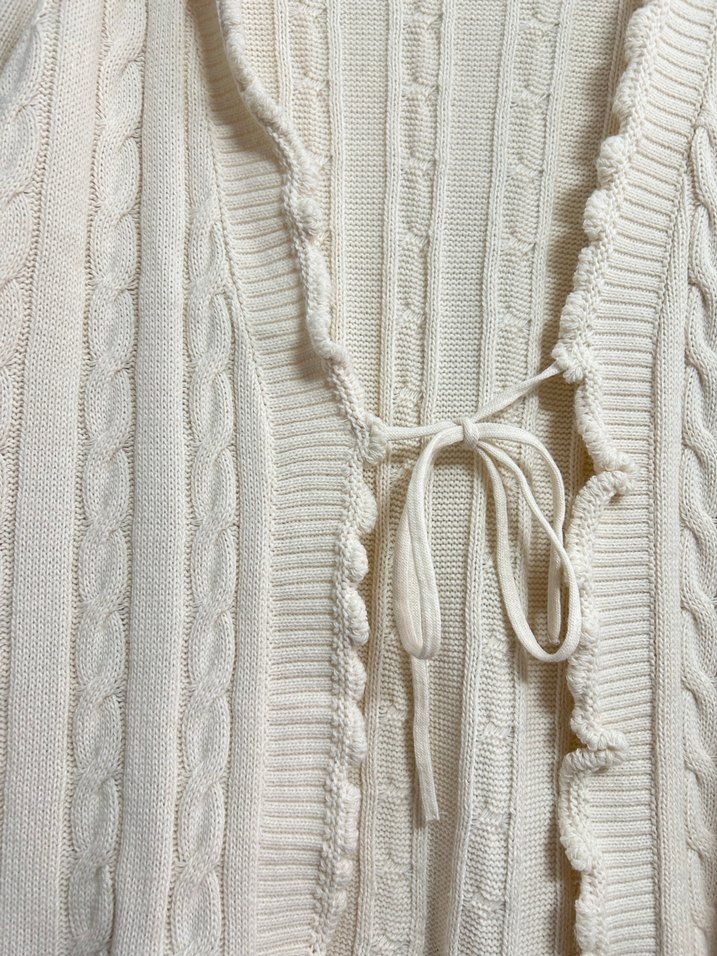 Beyaz Örgü Kadın Hırka - Görsel 3