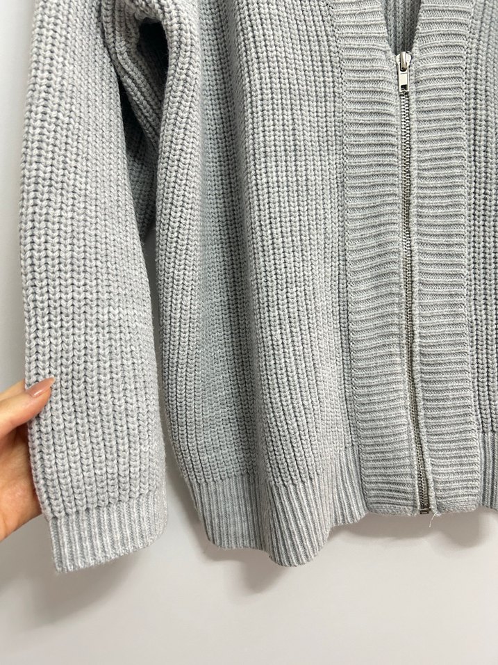Gri Örgü Kadın Hırka - Görsel 5