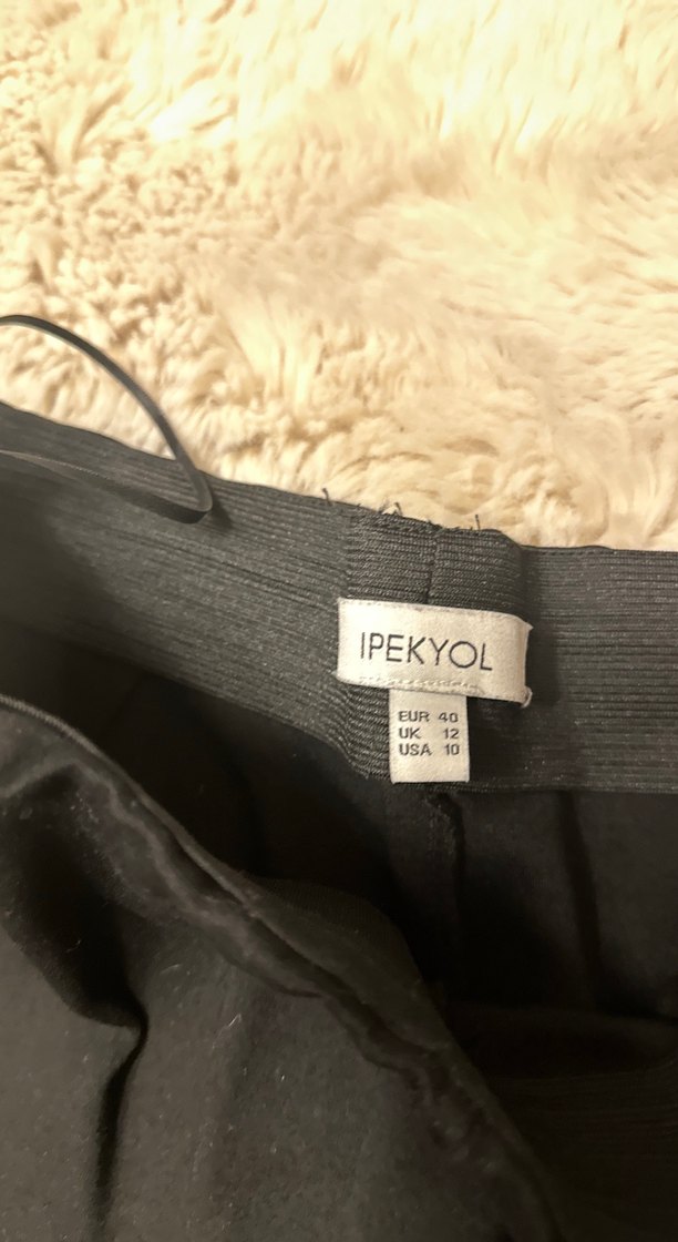 Siyah Kadın taşlı   örme   Kumaş Pantolon - Görsel 4