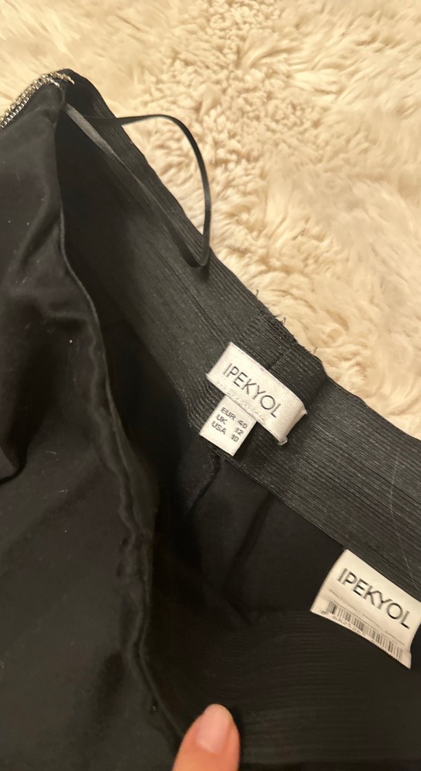 Siyah Kadın taşlı   örme   Kumaş Pantolon - Görsel 3