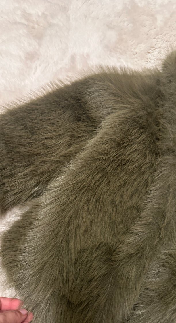 Kadın haki Midi Suni Kürk Kaban hiç kullanılmadı - Görsel 3