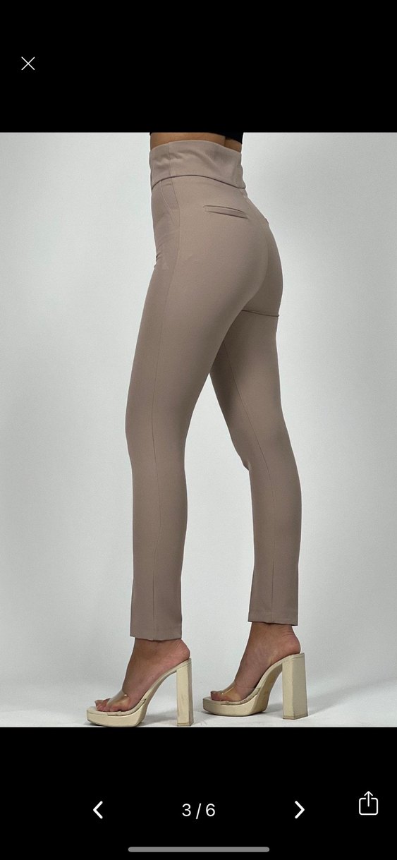 Bej Kadın Kumaş Pantolon Midi Boy - Görsel 2