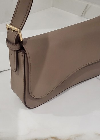 Bej Deri Kadın Omuz Çantası - Görsel 9