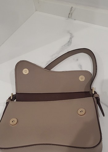 Bej Deri Kadın Omuz Çantası - Görsel 6