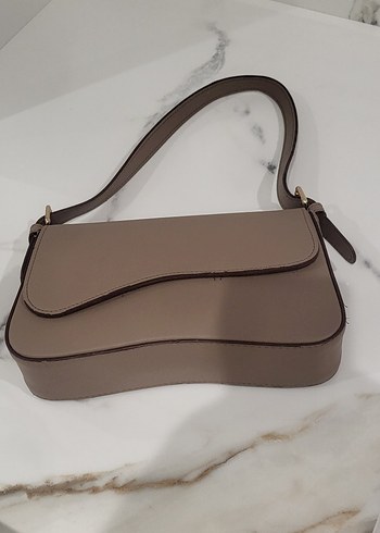 Bej Deri Kadın Omuz Çantası - Görsel 5