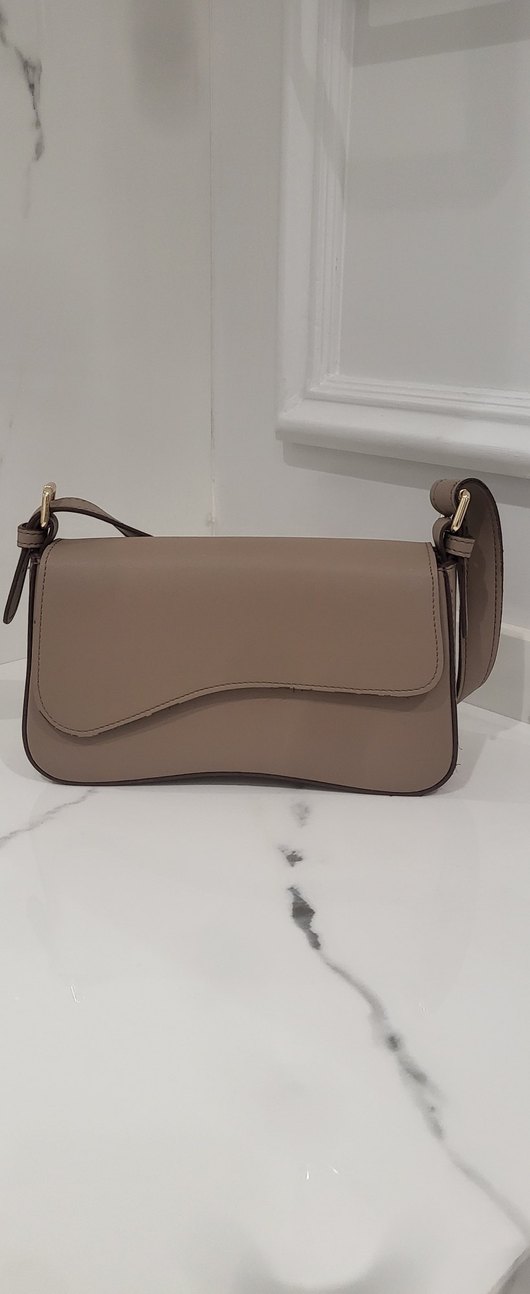 Bej Deri Kadın Omuz Çantası - Görsel 4