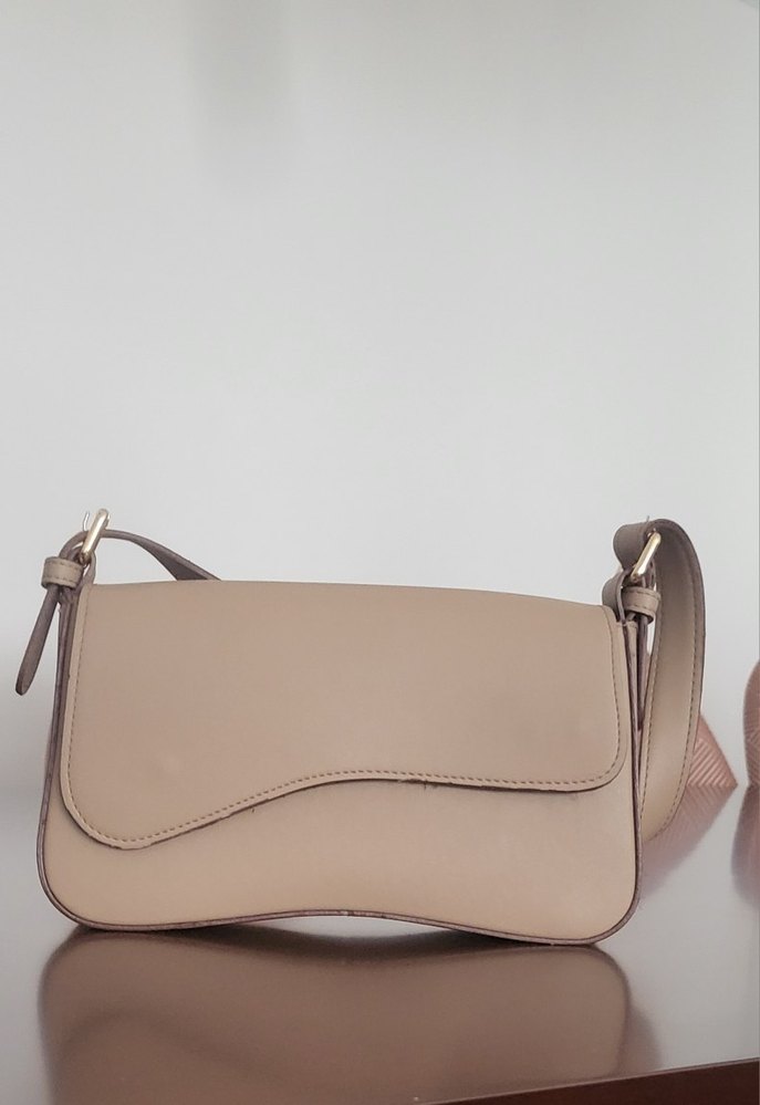 Bej Deri Kadın Omuz Çantası - Görsel 2