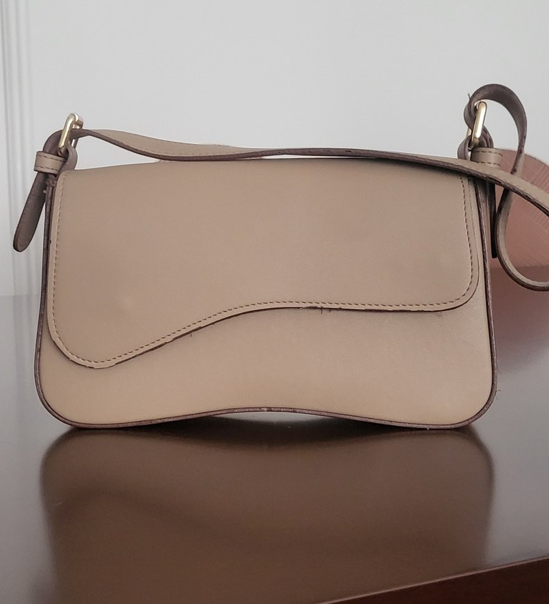 Bej Deri Kadın Omuz Çantası - Görsel 3