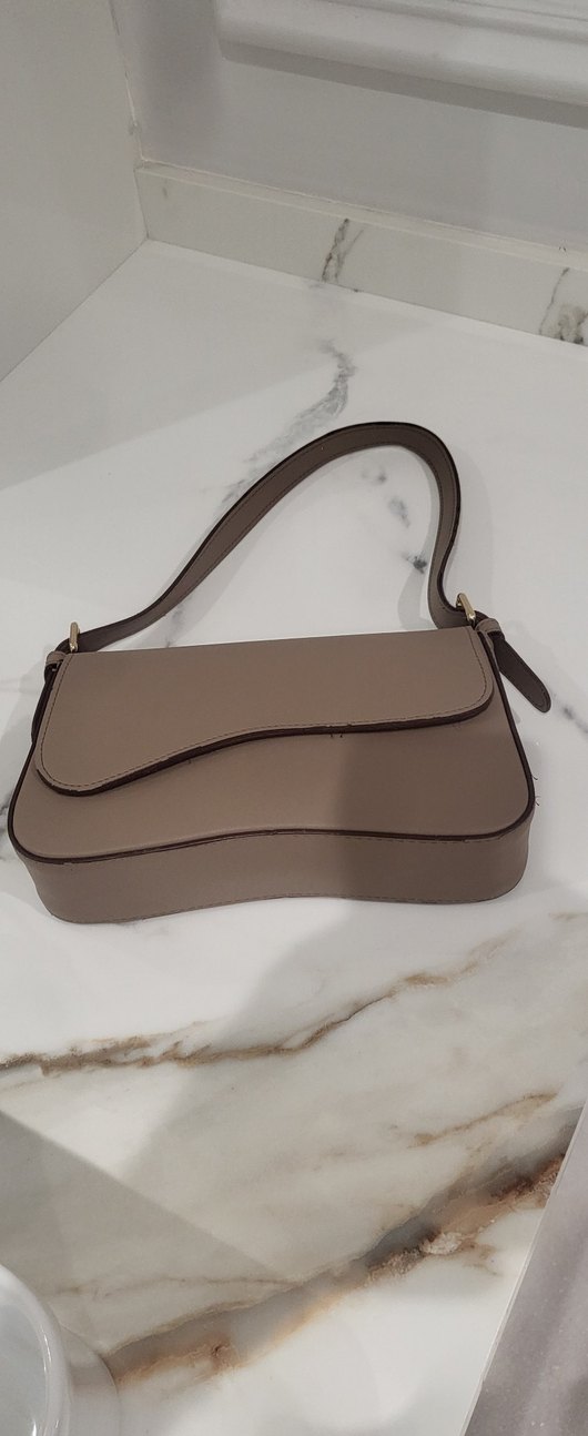 Bej Deri Kadın Omuz Çantası - Görsel 5