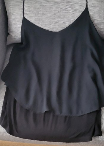 Siyah askılı Salaş Abiye Elbise - Görsel 4