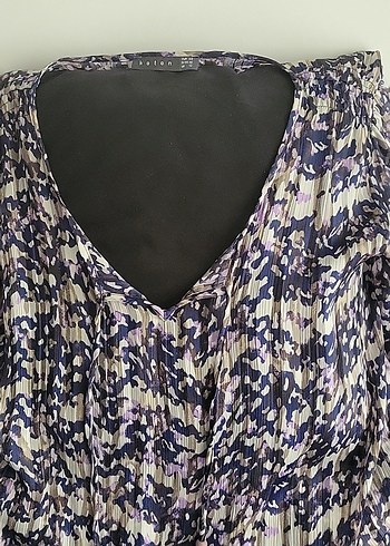 ipekli Pliseli V Yaka Uzun Kollu Bluz - Görsel 6