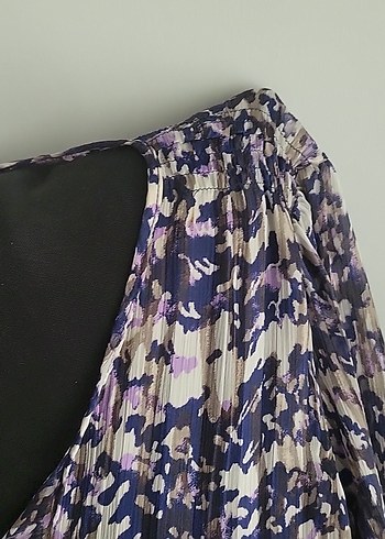 ipekli Pliseli V Yaka Uzun Kollu Bluz - Görsel 8