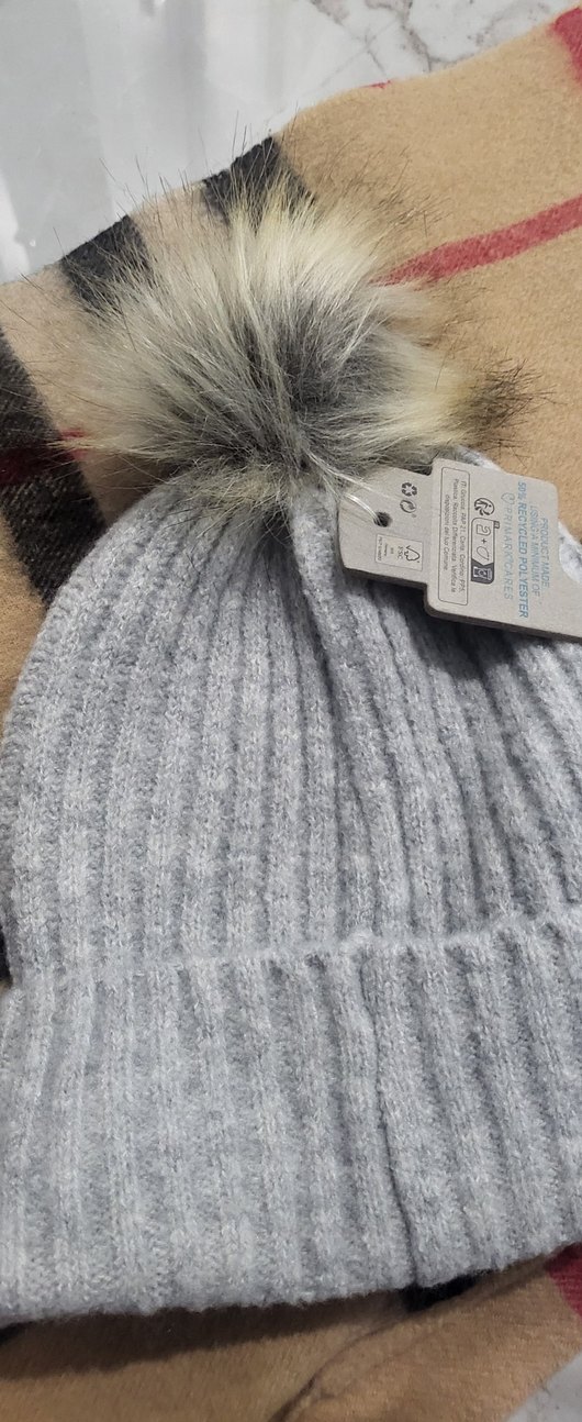 Gri Örgü Kadın Yün Bere. - Görsel 3