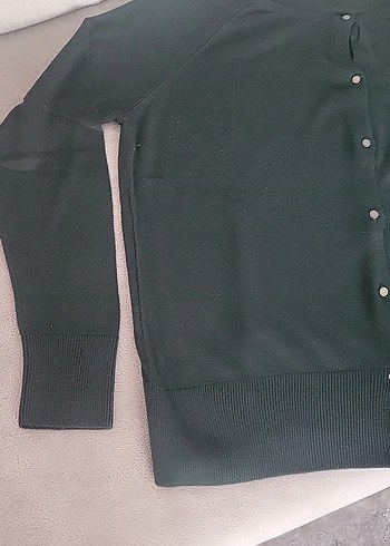 Düğmeli Yeşil bisiklet Yaka "  MAVI"  Kadın Hırka - Görsel 3