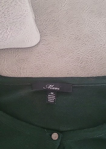 Düğmeli Yeşil bisiklet Yaka "  MAVI"  Kadın Hırka - Görsel 2