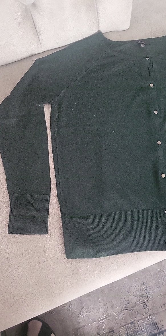 Düğmeli Yeşil bisiklet Yaka "  MAVI"  Kadın Hırka - Görsel 3