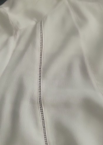 V Yaka Beyaz Kadın Gömlek - Görsel 7