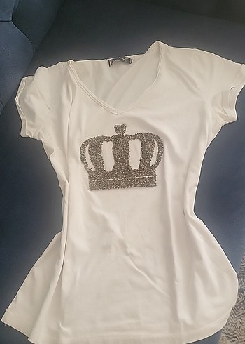 Beyaz taşlı T shirt - Görsel 3