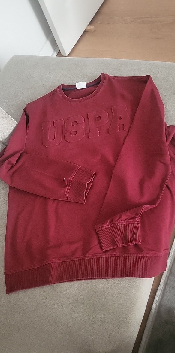 Koyu Kırmızı Erkek Sweatshirt, Bisiklet Yaka - Görsel 4