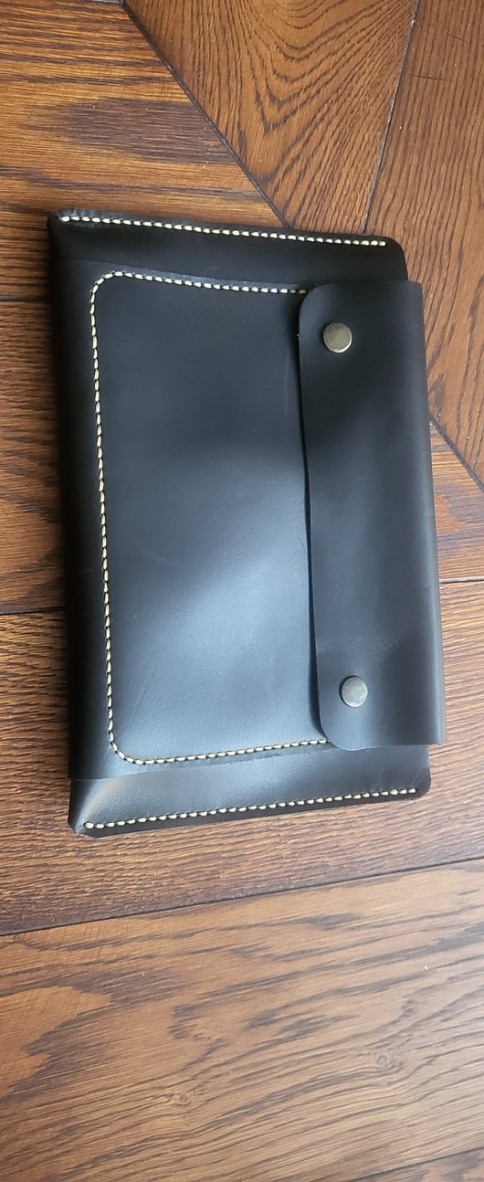 Siyah gerçek deri " Mavro Punk" marka, el işi dikişli. - Görsel 2