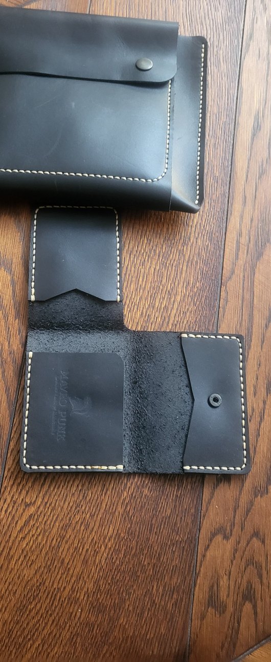 Siyah gerçek deri " Mavro Punk" marka, el işi dikişli. - Görsel 4