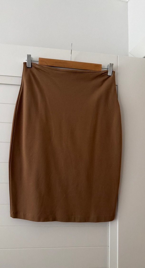 Kadın Koyu Bej Midi Kalem Etek - Görsel 2