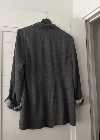 Kadın Gri Düğmeli yün, ipek astarlı Blazer Ceket - Görsel 4