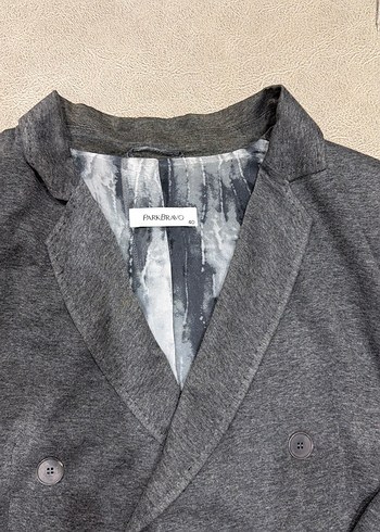 Kadın Gri Düğmeli yün, ipek astarlı Blazer Ceket - Görsel 5