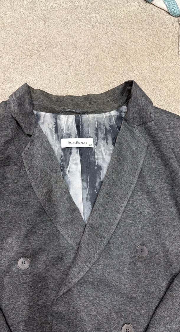 Kadın Gri Düğmeli yün, ipek astarlı Blazer Ceket - Görsel 5