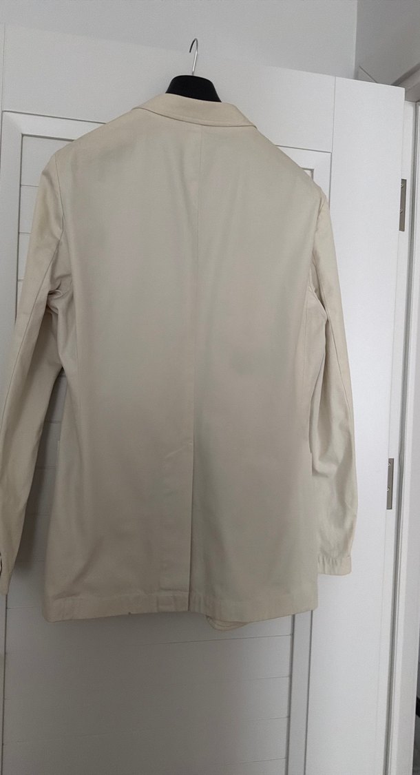 Bej Erkek Keten Ceket Düğmeli Notch Yaka - Görsel 4