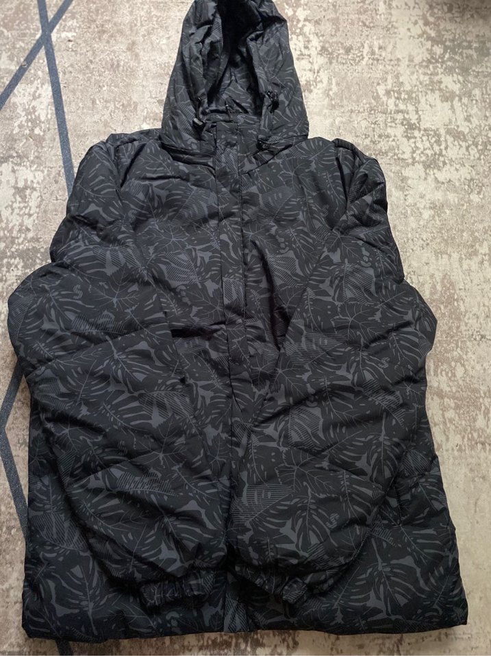 Siyah Desenli erkek  Kış Montu Kapüşonlu - Görsel 2