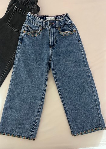 Kız Çocuk Geniş Kesim Kot Pantolon - Görsel 3