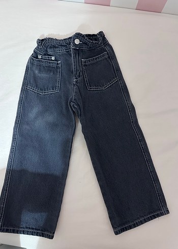 Kız Çocuk Geniş Kesim Kot Pantolon - Görsel 4