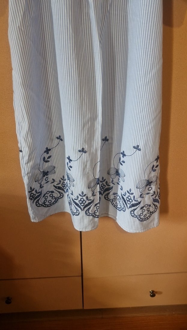 Mavi Nakışlı Bohem Midi Elbise - Görsel 3