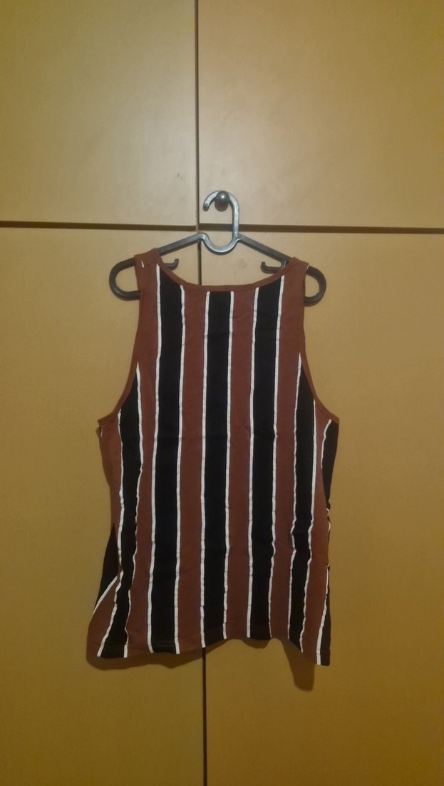 Kadın Kahverengi Çizgili Kolsuz Bluz - Görsel 2