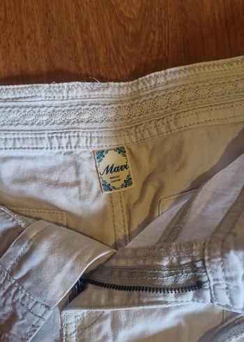 Krem Renk Şort - Görsel 4