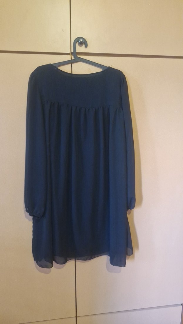 Siyah Piliseli Uzun Kollu Midi Elbise - Görsel 4