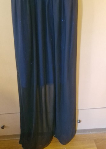 Siyah ve Mavi Uzun Abiye Elbise - Görsel 4